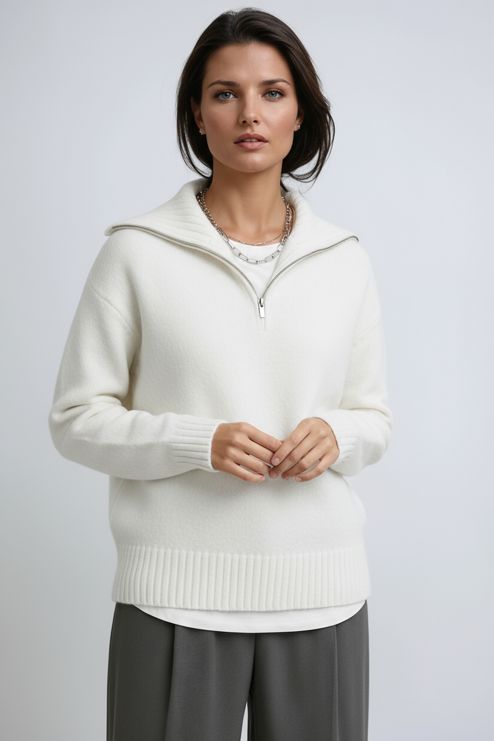 Zip-up turtleneck & Knitted