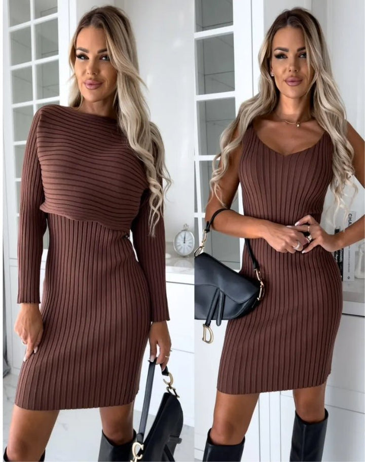 Scarlett -Stylish Two-piece Set (Dress and Sweater) Sweater — back view