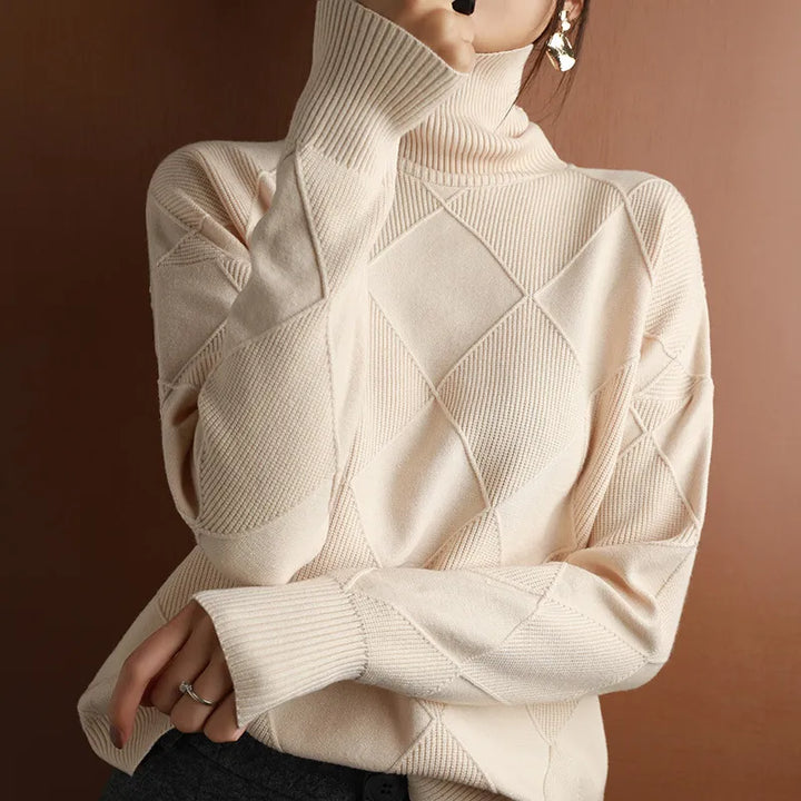 Zoe Comfortable Soft Turtleneck Sweater — back view