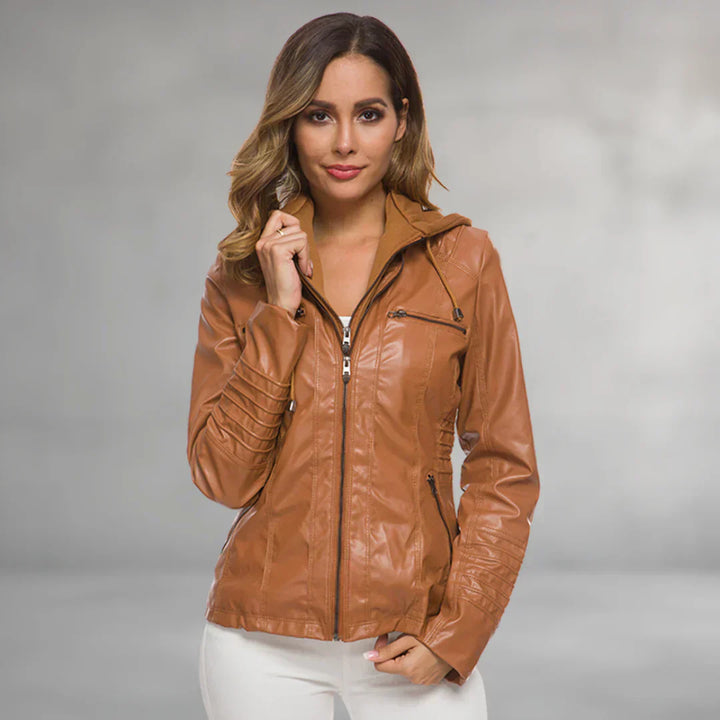 Ysolde | Leather Hooded Jacket