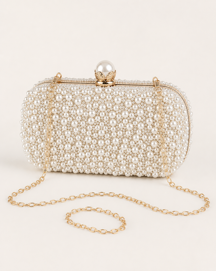 Althea | Pearl Clutch Bag with Kiss Lock Closure