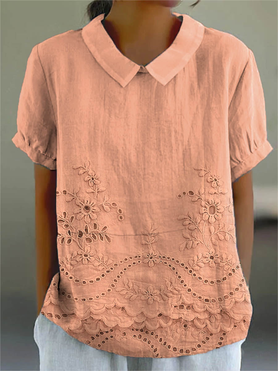 Lily Floral Embroidered Shirt — side view