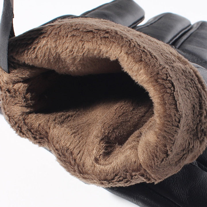 Vintage Leather Gloves Brown Mens Side Detail View | The Ashwell