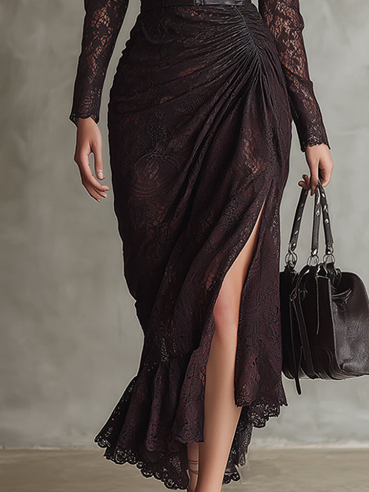 Vivienne faux leather lace dress styled – winter women's fashion look