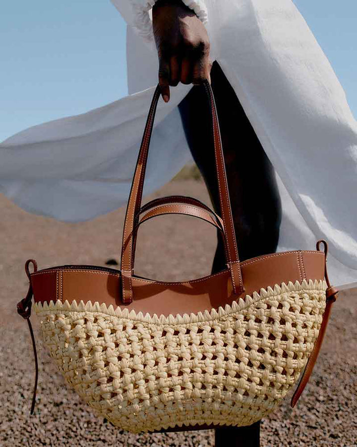 Women's Chic Mini Raffia Top Handle Bag