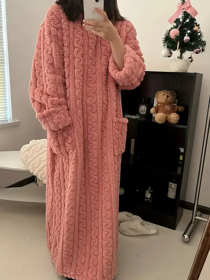Abigail Jacquard Soft Fleece Winter Dress — side view