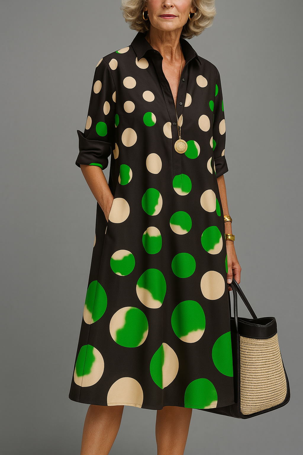Naomi Elegant Midi Dress — front view