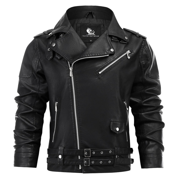 Boulevard Black Leather Jacket Men Front View | The Ashwell