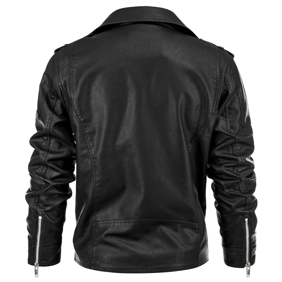 Boulevard Black Leather Jacket Men Side View | The Ashwell