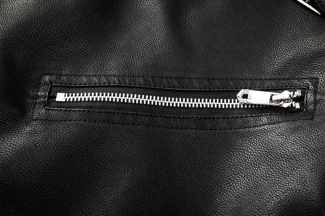 Boulevard Black Leather Jacket Men Detail View | The Ashwell