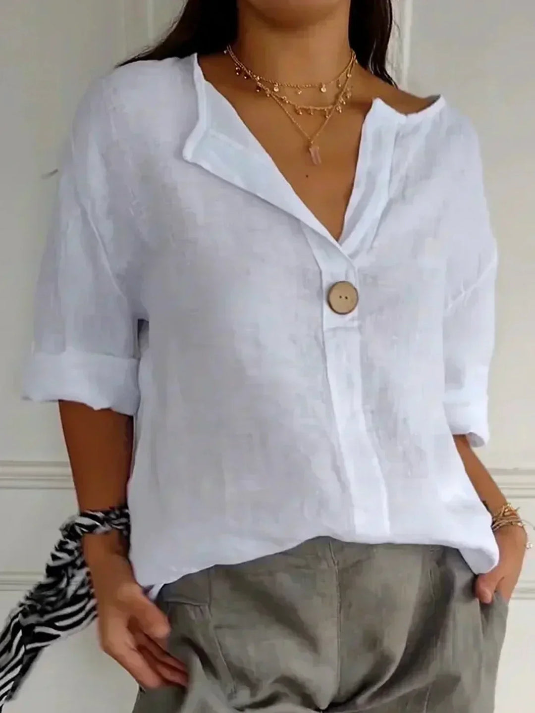 Jessa V-Neck Blouse — detail view