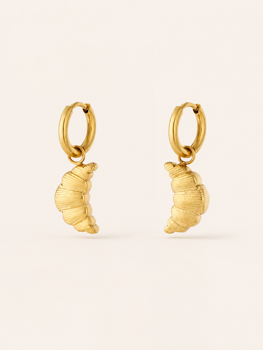 Carys | Croissant Hoop Earrings with Charm Detail