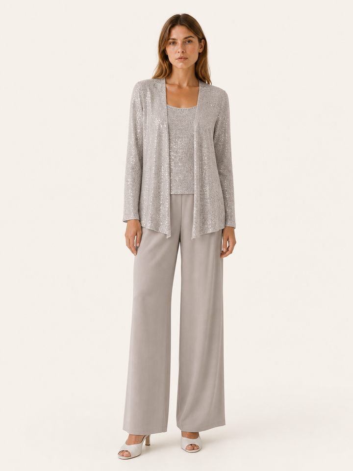 Caterina | Three Piece Trouser Suit with Lace Jacket