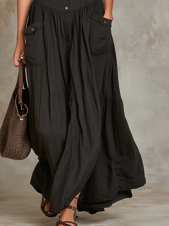 Retro cotton maxi dress back view