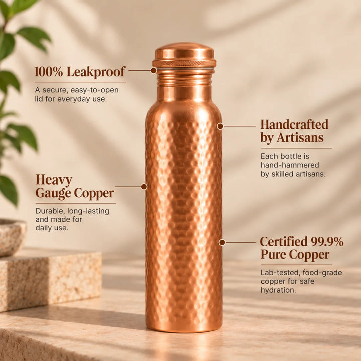 Ashwell pure copper water bottle, 34oz, main product photo