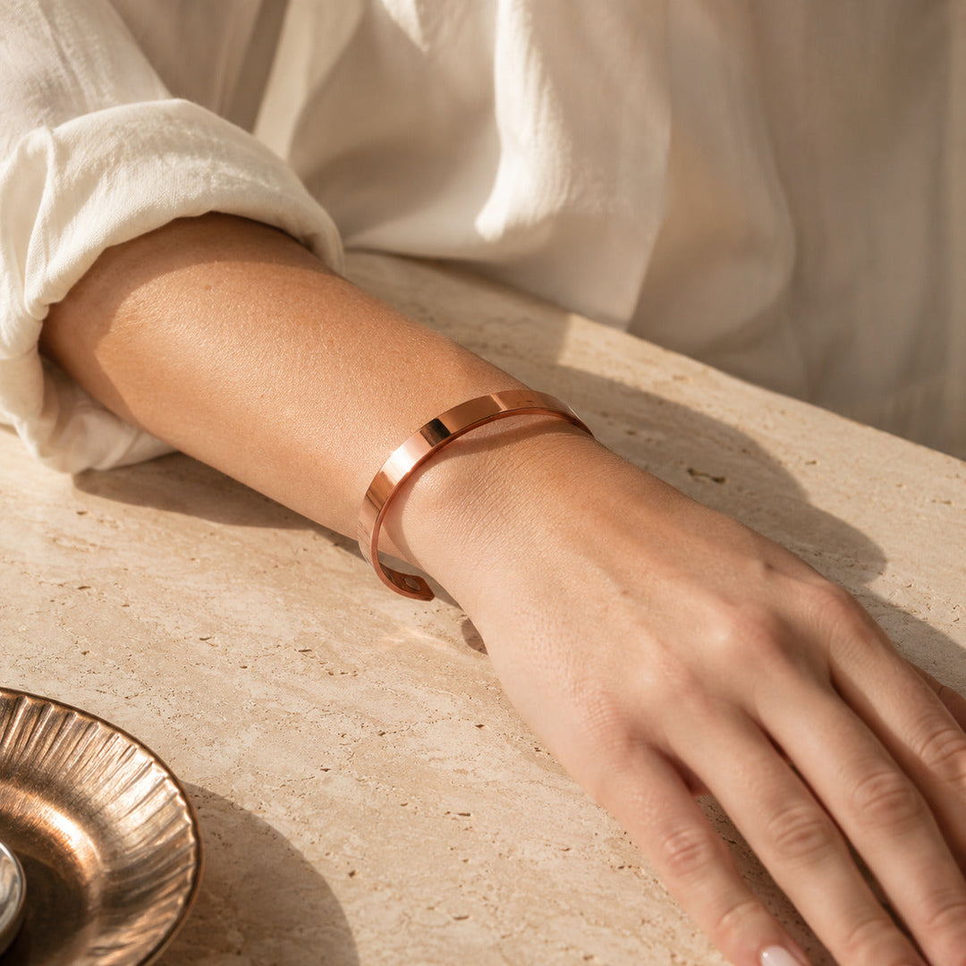 Ashwell Arc copper bracelet, close-up detail