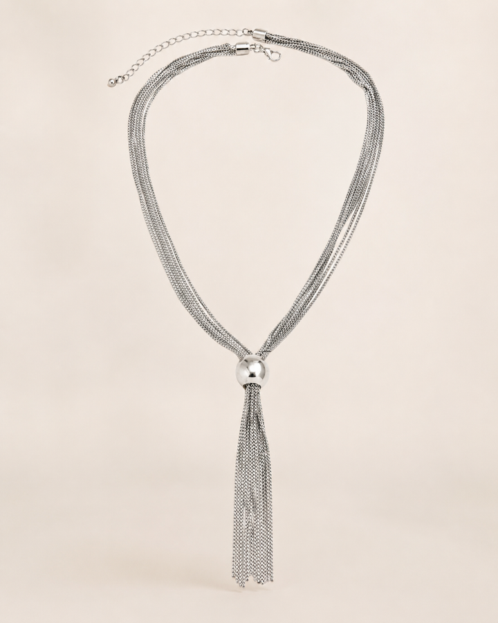 Coralie | Gold Tassel Necklace with Mesh Chain