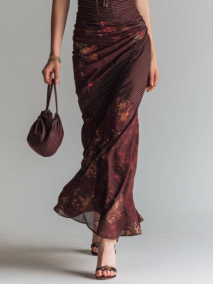 Retro suspender maxi dress full length view