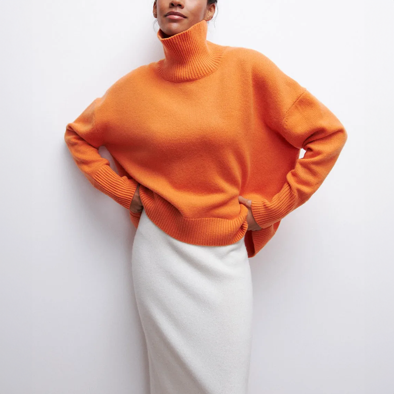 Amelia Elegant Knit Turtleneck Sweater — close-up view