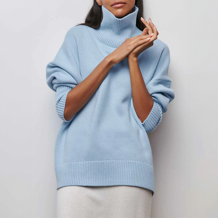 Amelia Elegant Knit Turtleneck Sweater — back view