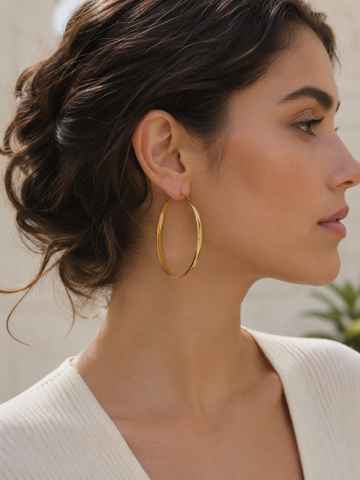Delaney | Thick Hoop Earrings with Polished Finish