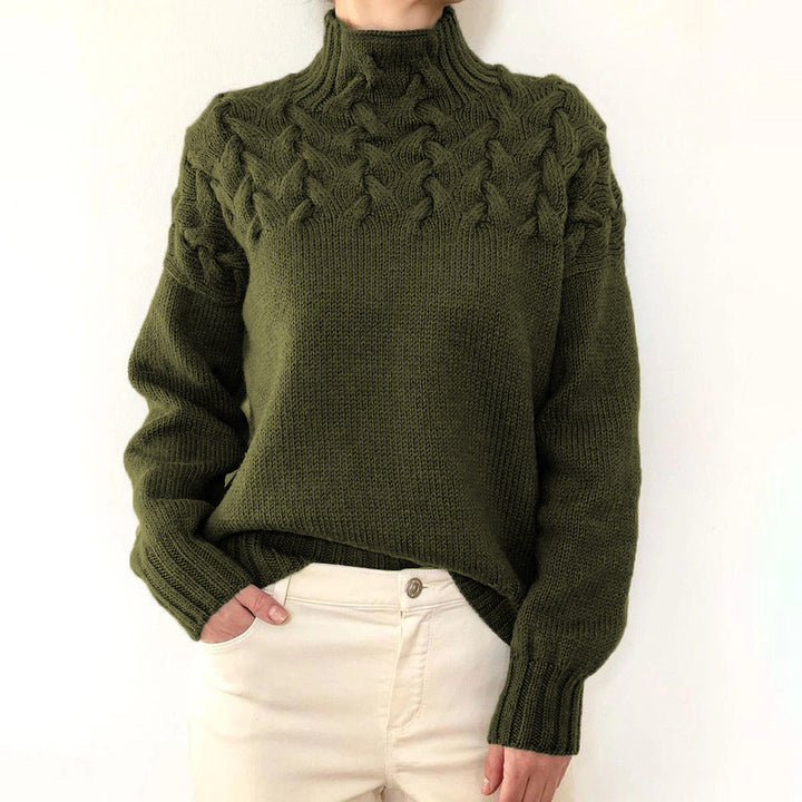Madison Elegant High Neck Sweater — styled view