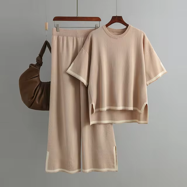 Charlotte Elegant Ice Silk Short Sleeve Co-Ord Set — side view