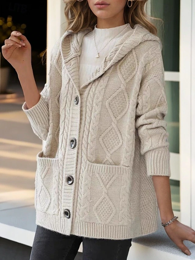 Lina Elegant Diamond Stitch Cardigan — additional view