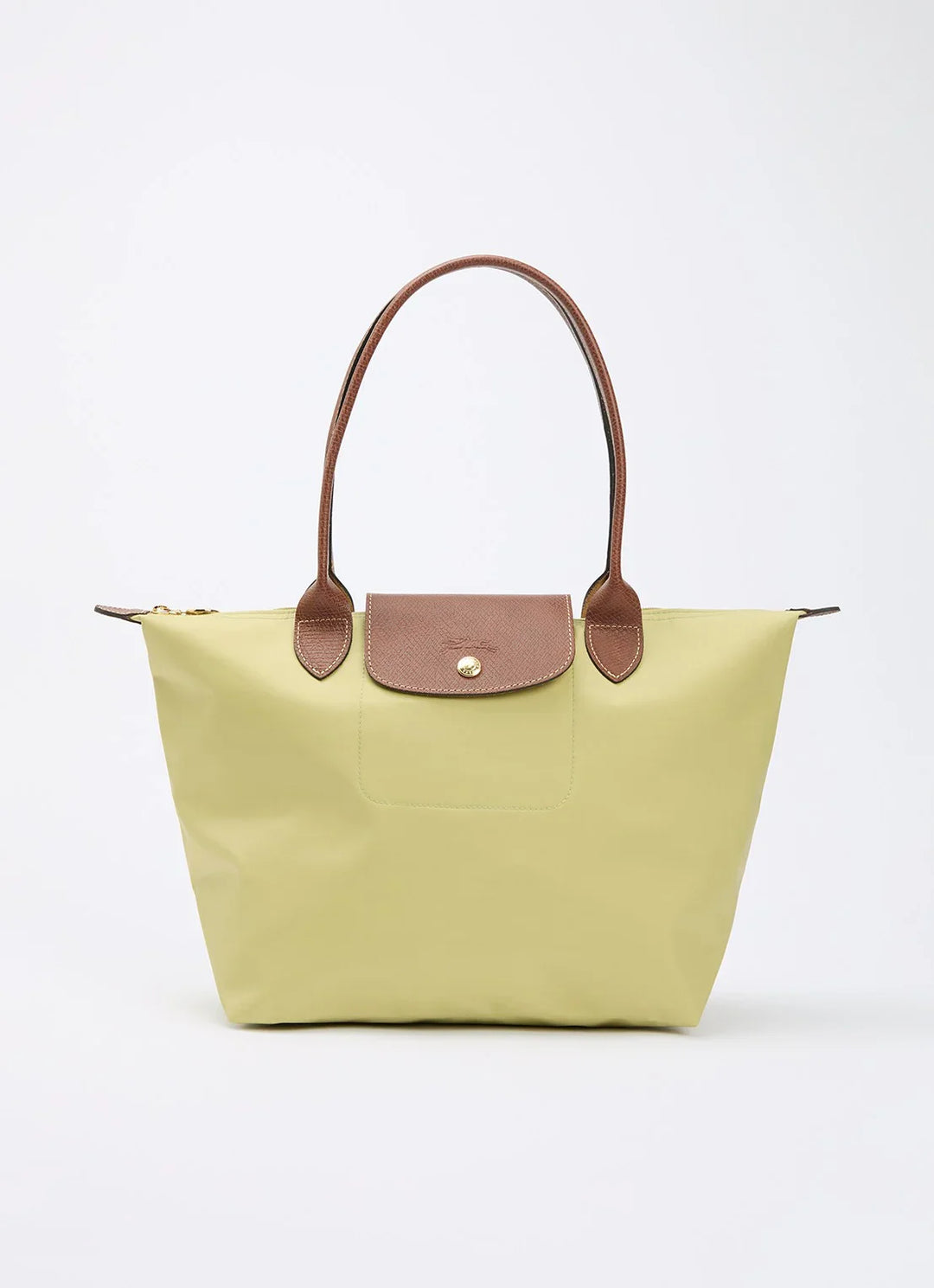 Longchamp Le Pliage Medium Tote Bag Pistachio Green Front View Nylon