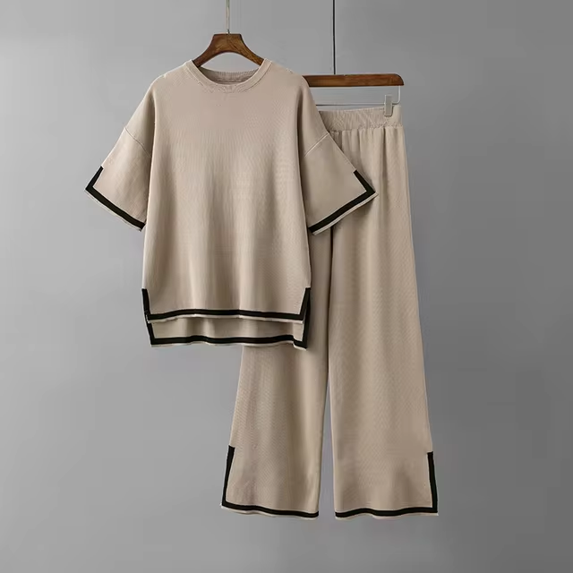 Charlotte Elegant Ice Silk Short Sleeve Co-Ord Set — close-up view