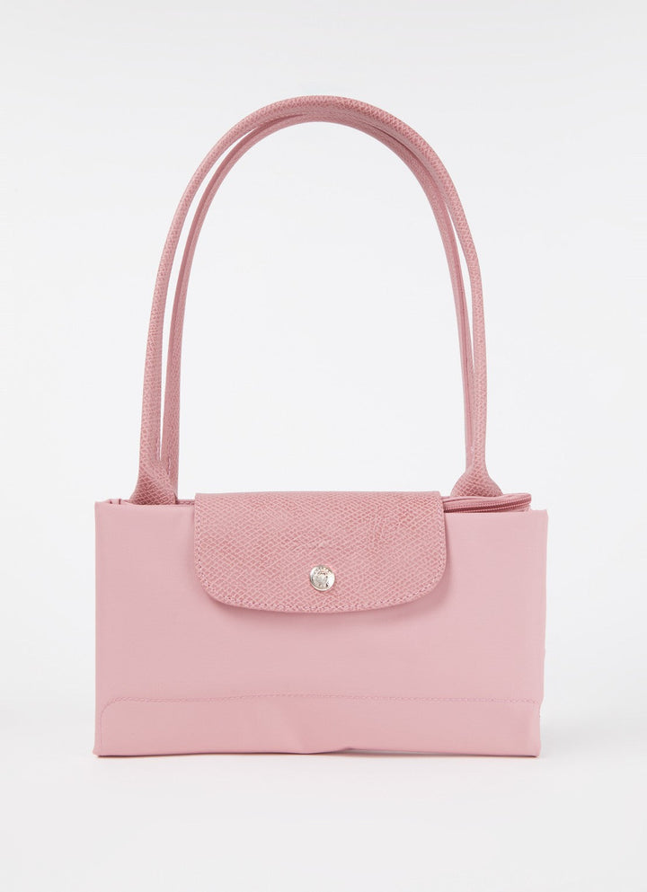 Longchamp Le Pliage Green Medium Tote Bag Petale Pink Folded Flat View Foldable