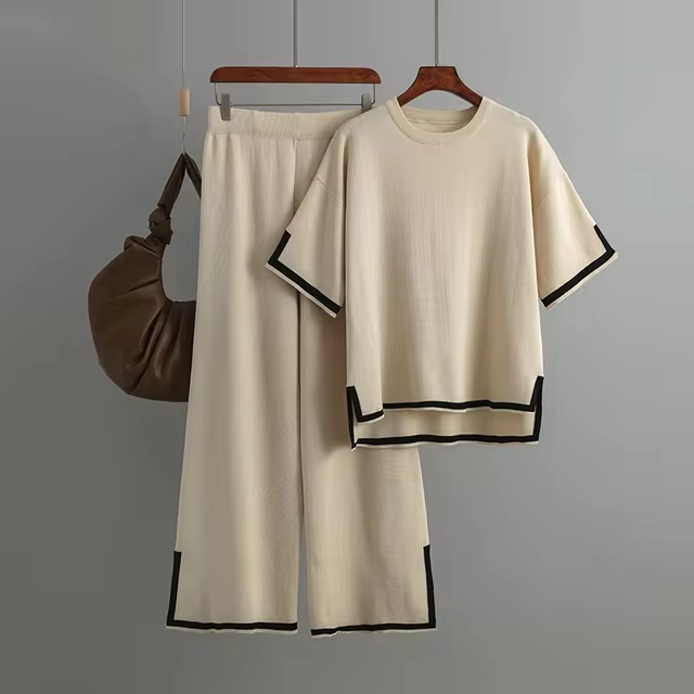 Charlotte Elegant Ice Silk Short Sleeve Co-Ord Set — front view