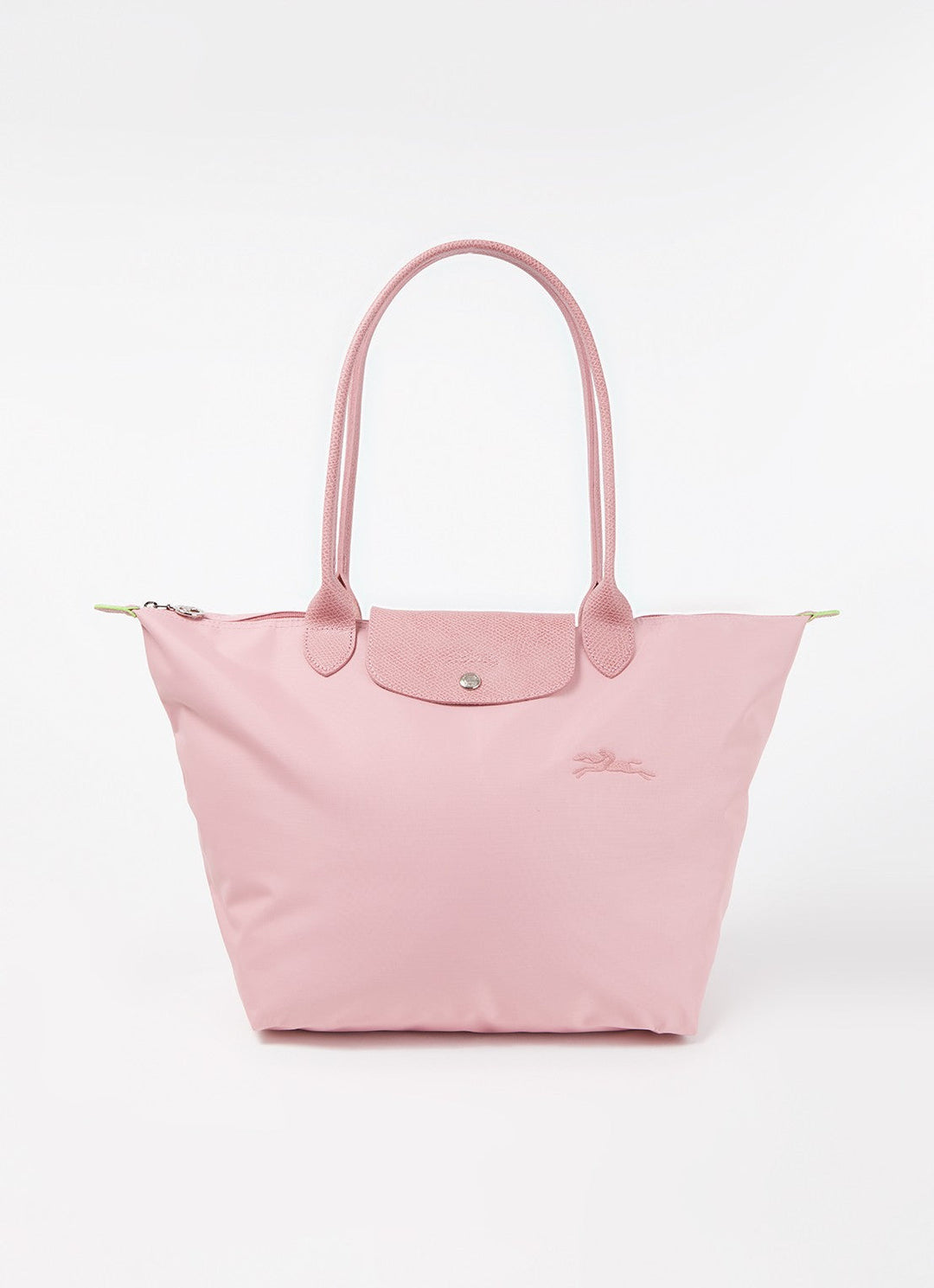 Longchamp Le Pliage Green Medium Tote Bag Petale Pink Front View Sustainable Eco