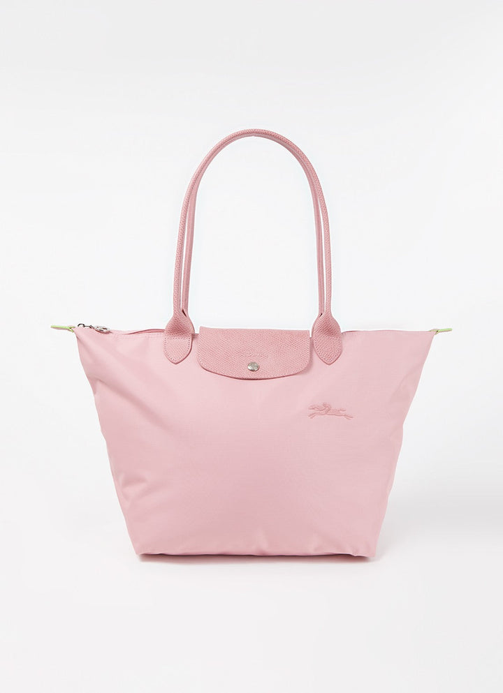 Longchamp Le Pliage Green Medium Tote Bag Petale Pink Front View Sustainable Eco