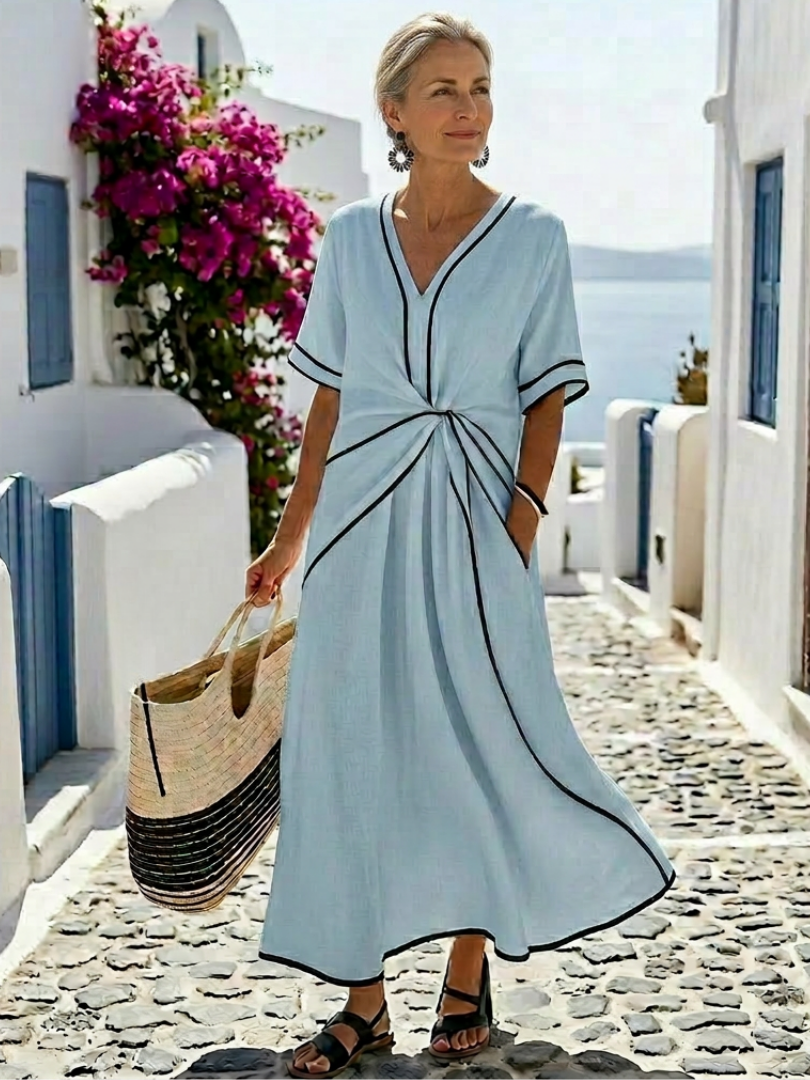 Linnea Gathered Midi Dress — side view