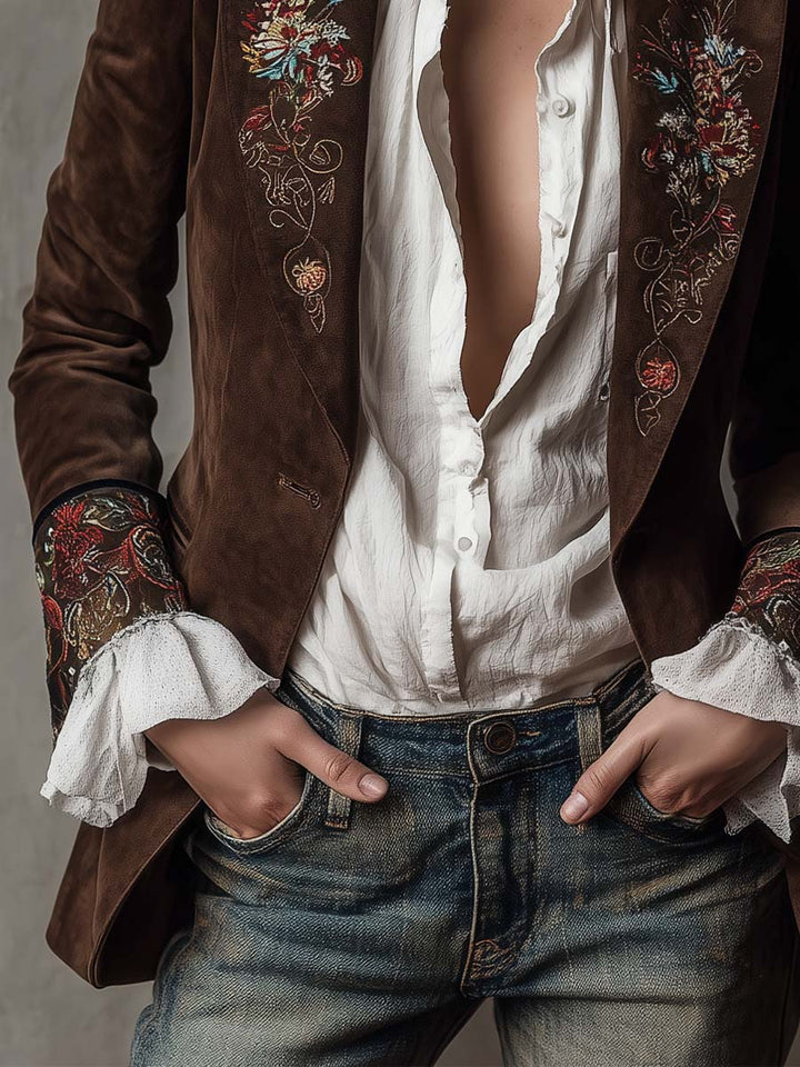 Vintage suede blazer full length view