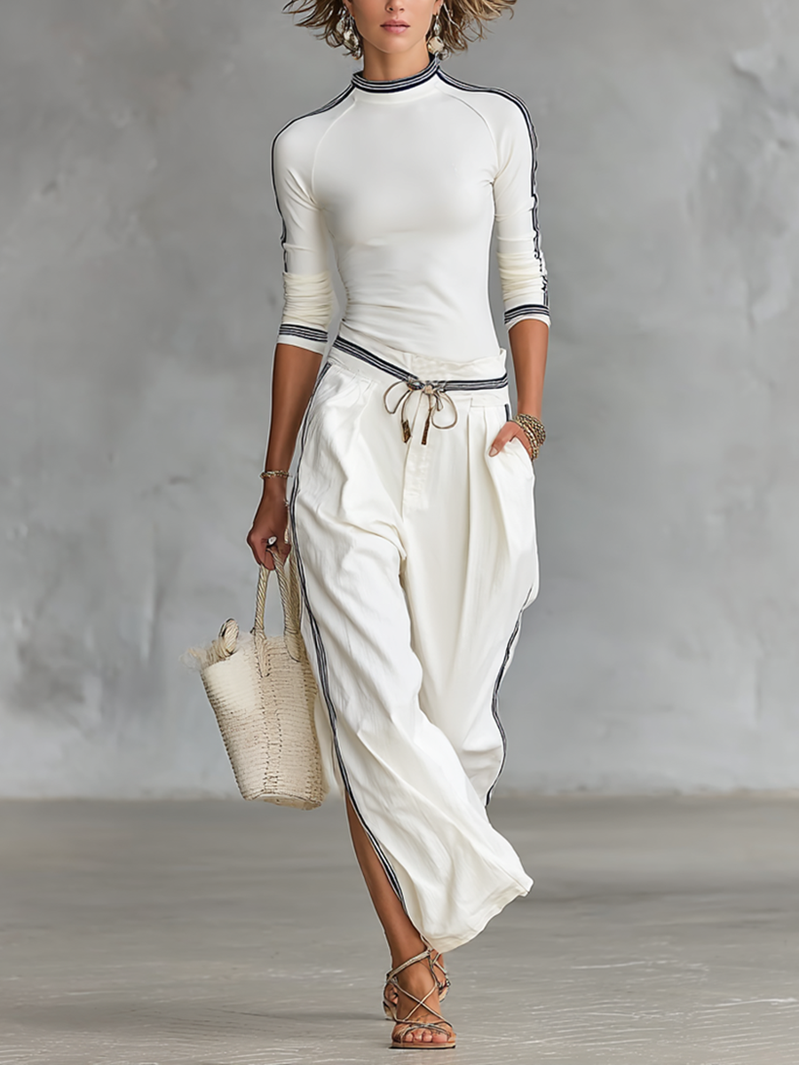 White Sporty Two-Piece Set — front view