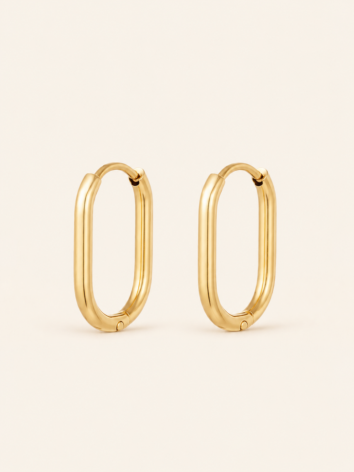 Elina | Oval Hoop Earrings with Polished Finish