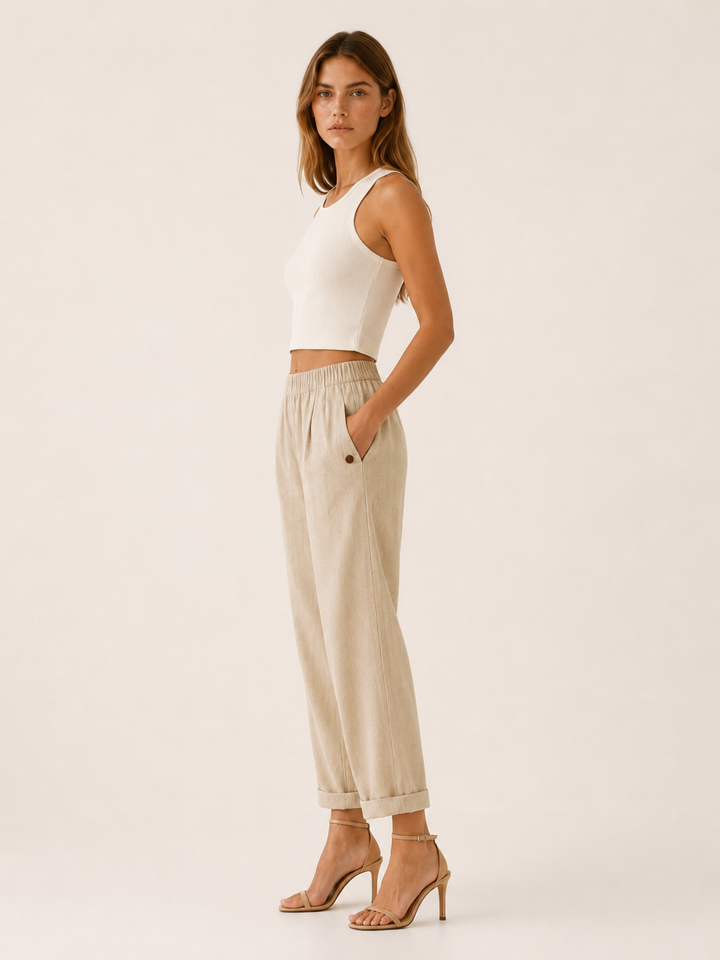 Elspeth | Linen Trousers with Side Pockets