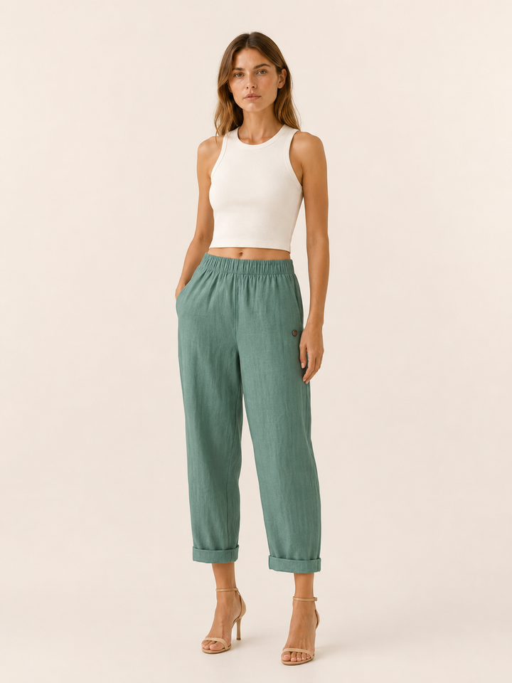 Elspeth | Linen Trousers with Side Pockets