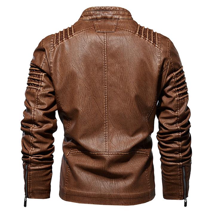 Kingdom Brown Leather Jacket Men Back View | The Ashwell