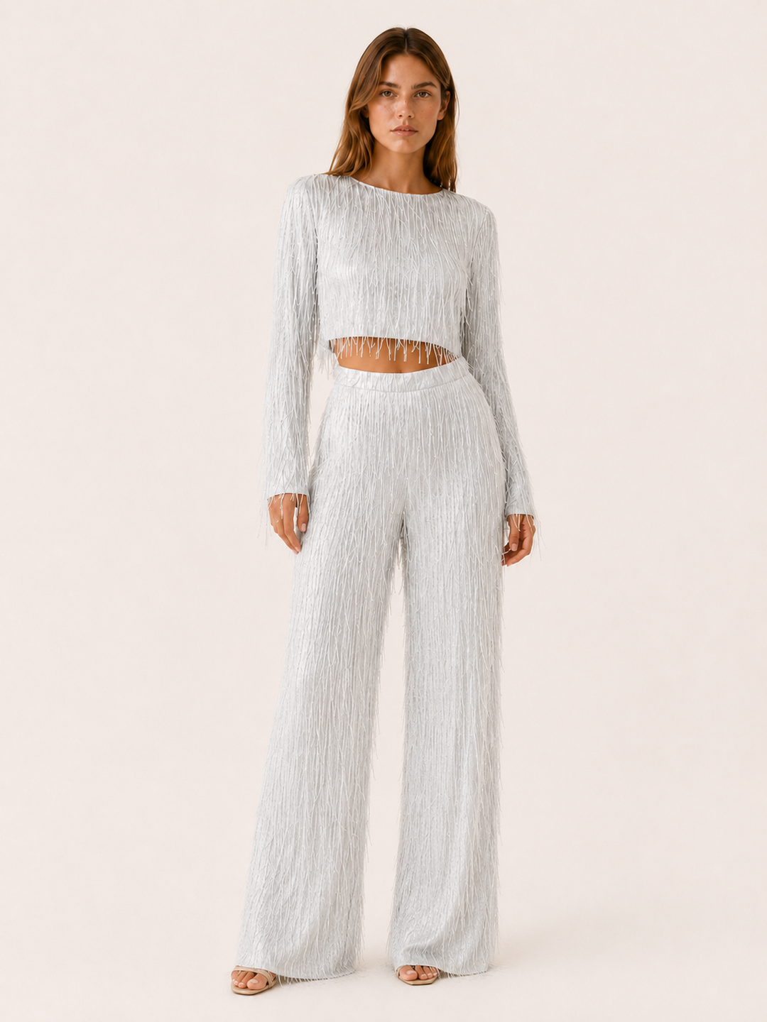 Eudora | Sequin Two Piece Set with Fringe Detail