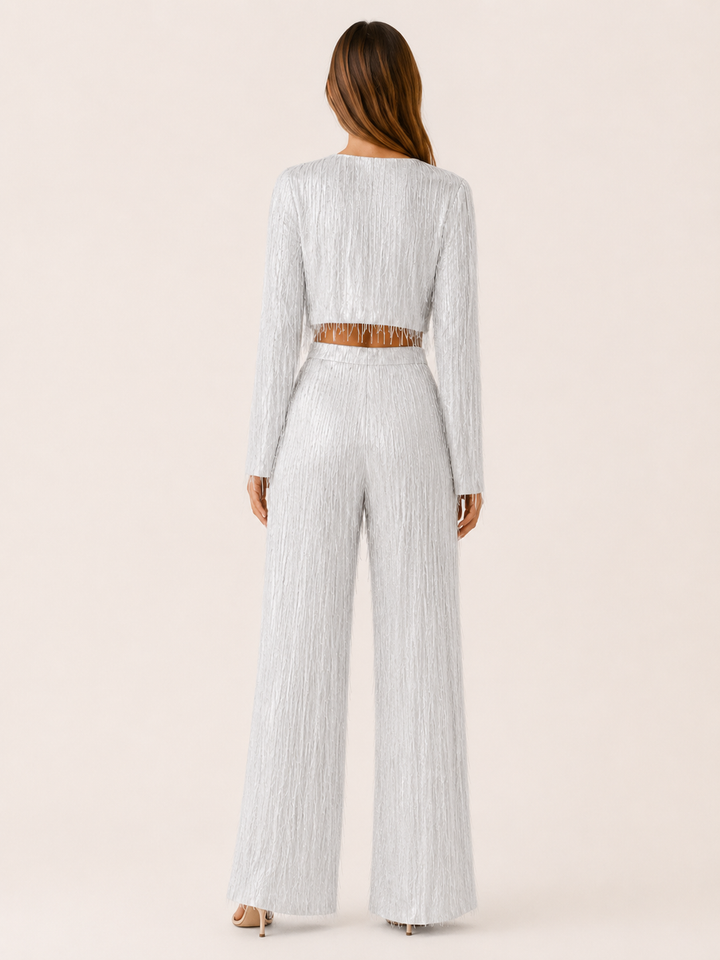 Eudora | Sequin Two Piece Set with Fringe Detail