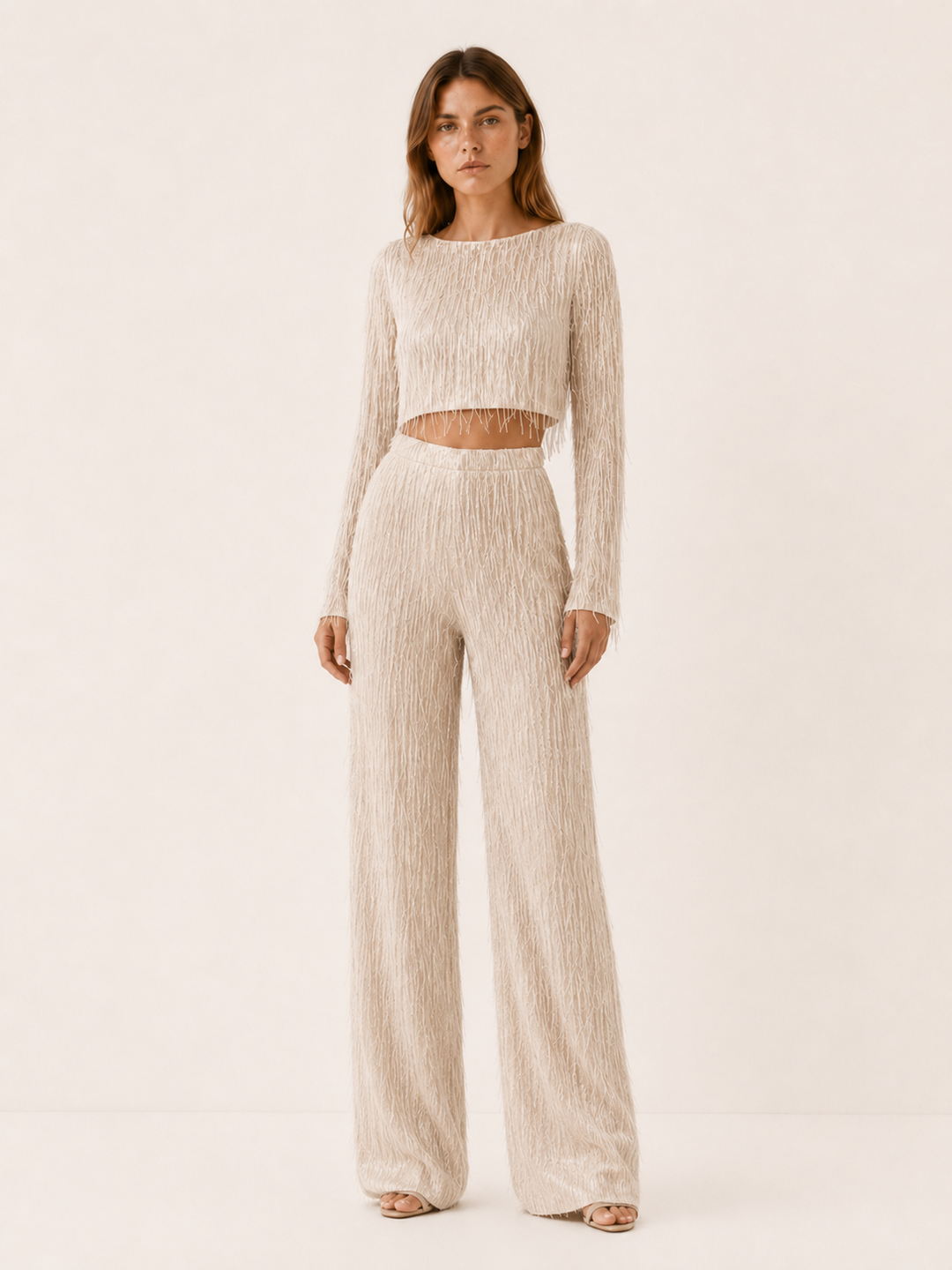 Eudora | Sequin Two Piece Set with Fringe Detail