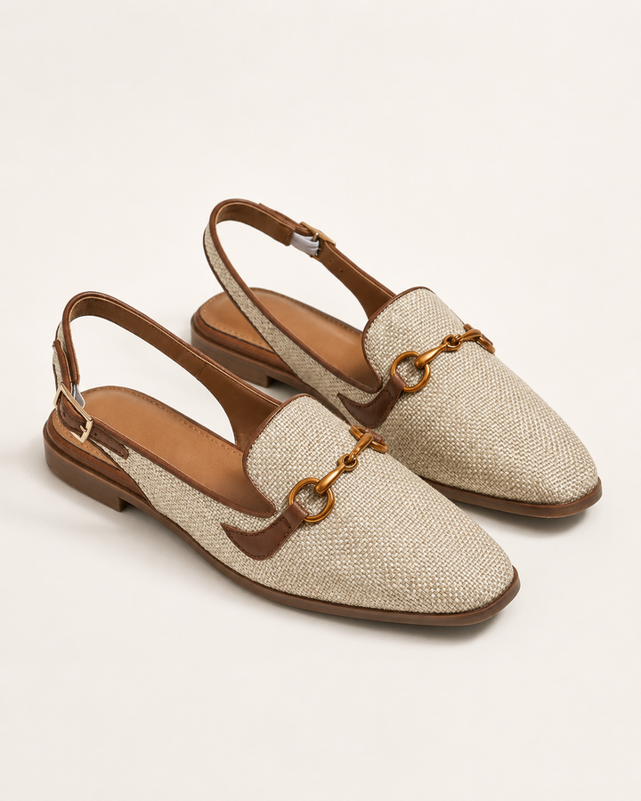 Evadne | Slingback Flats with Woven Upper