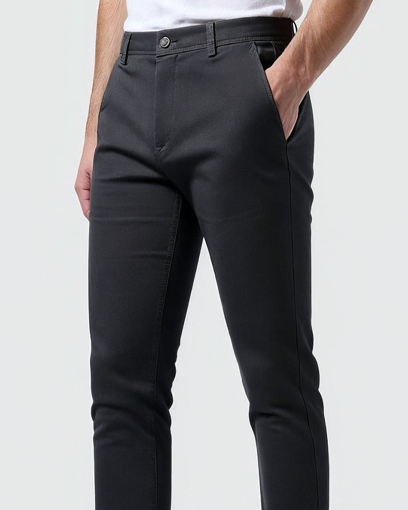 Everyday Slim Chinos Black Mens Side View | The Ashwell