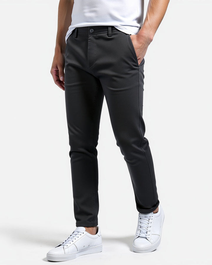 Everyday Slim Chinos Black Mens Front View | The Ashwell