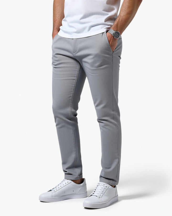 Everyday Slim Chinos Light Gray Mens Front View | The Ashwell
