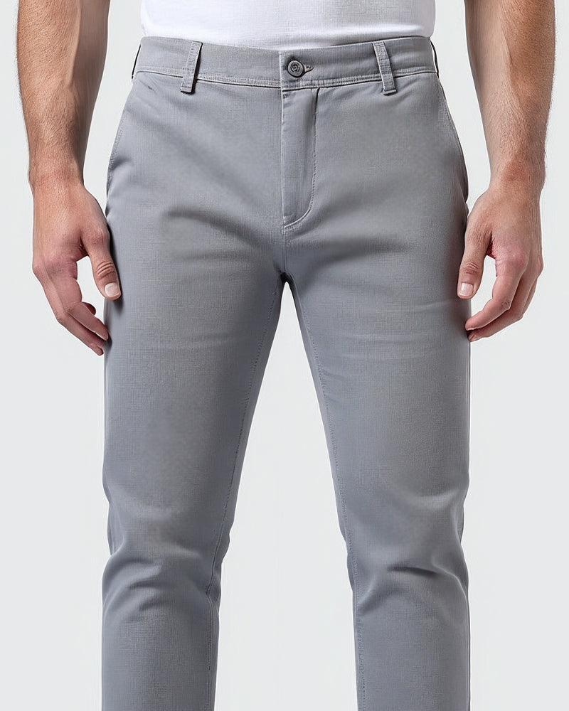 Everyday Slim Chinos Light Gray Mens Detail Close Up | The Ashwell