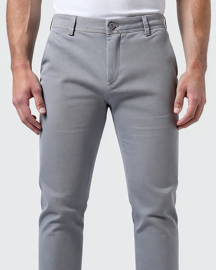 Everyday Slim Chinos Light Gray Mens Detail Close Up | The Ashwell